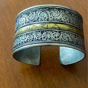 Beautiful sterling and brass cuff bracelet